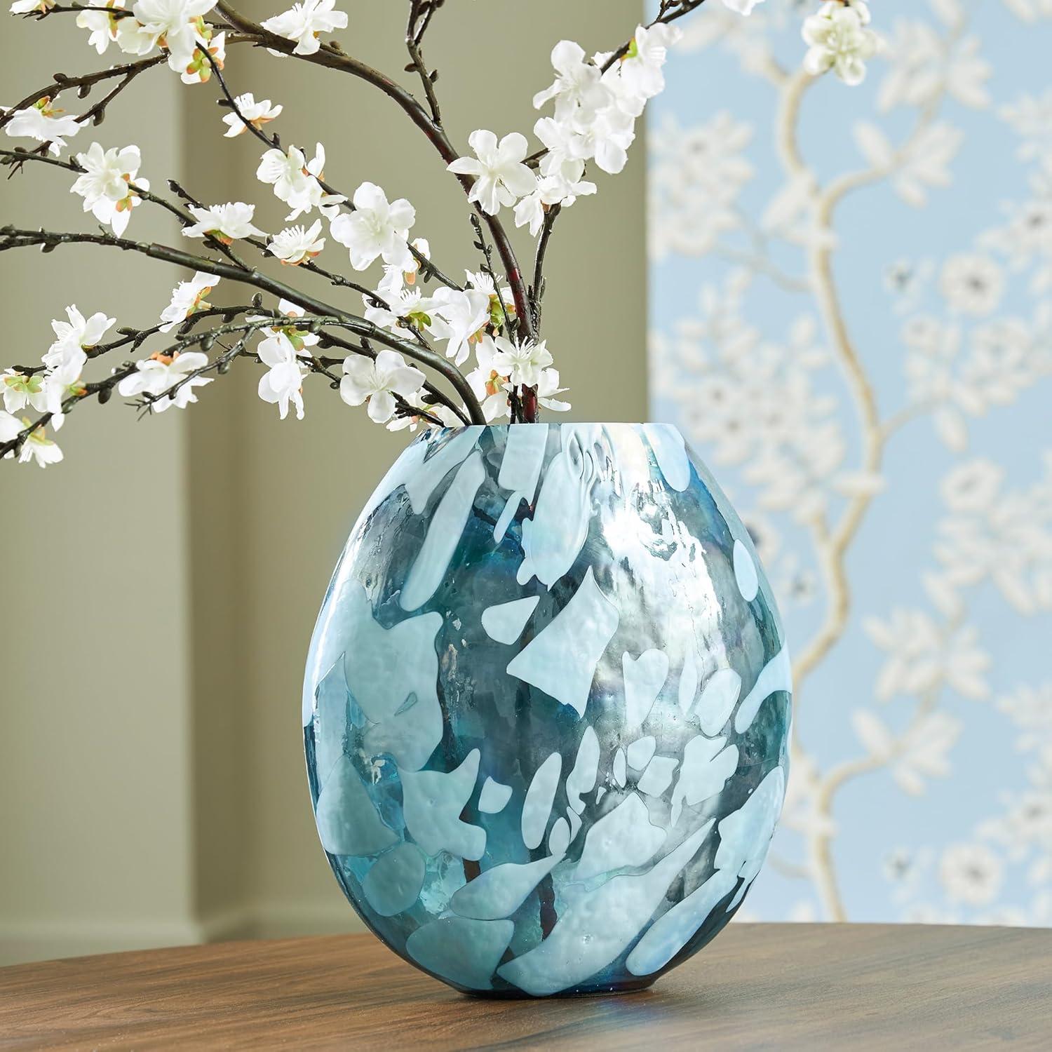 imageSignature Design by Ashley Cartshaw Contemporary Abstract Watertight Glass 663 Vase GreenGreen