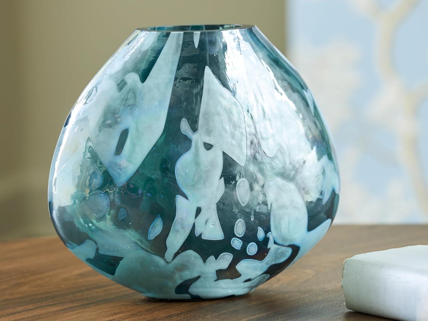 imageSignature Design by Ashley Cartshaw Contemporary Abstract Watertight Glass 663 Vase GreenGreen