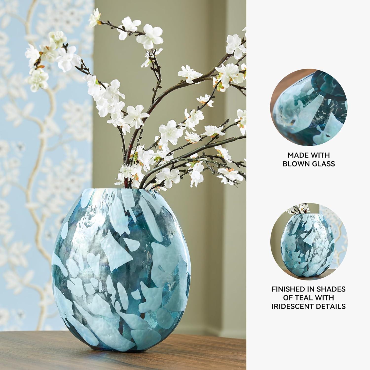 imageSignature Design by Ashley Cartshaw Contemporary Abstract Watertight Glass 663 Vase GreenGreen