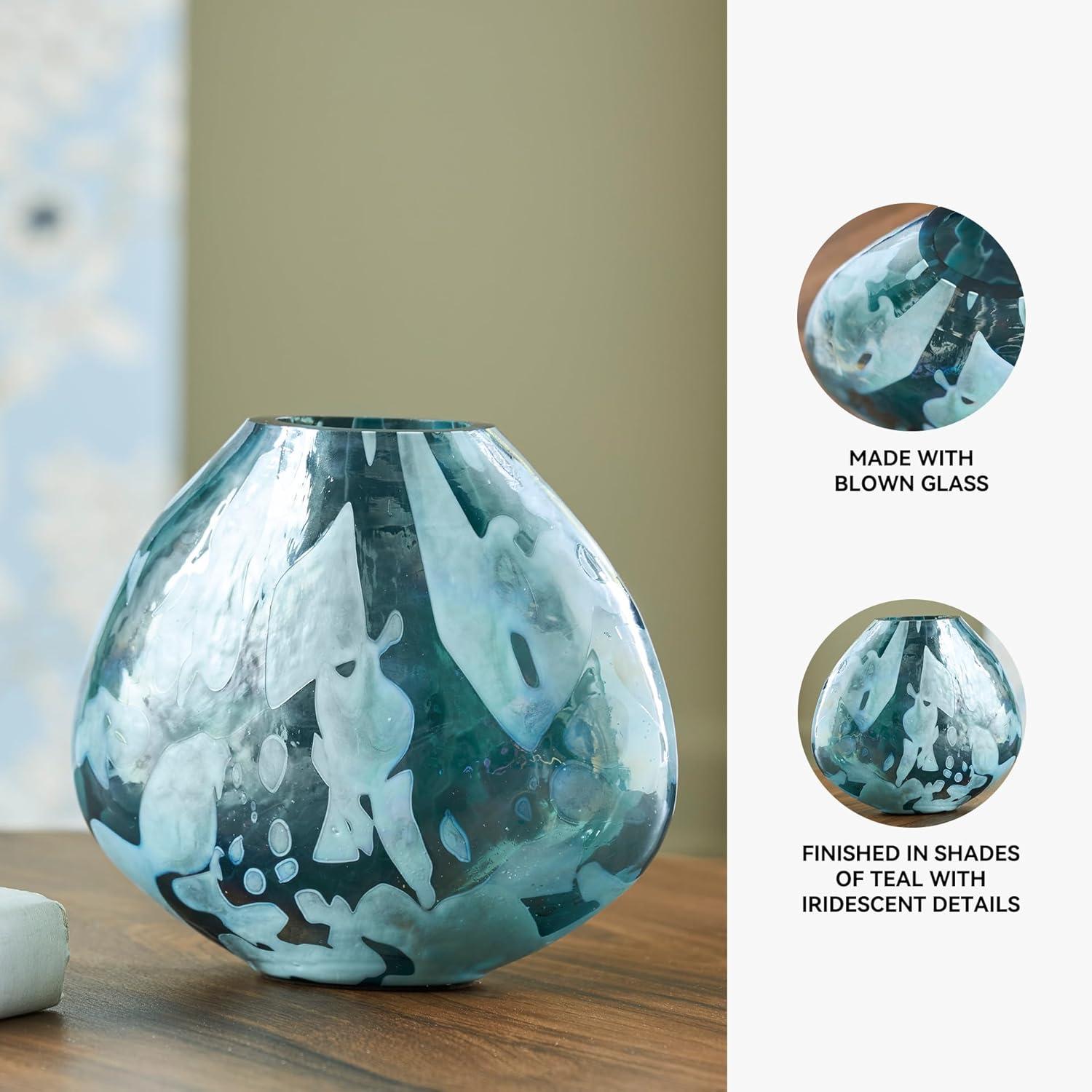 imageSignature Design by Ashley Cartshaw Contemporary Abstract Watertight Glass 663 Vase GreenGreen