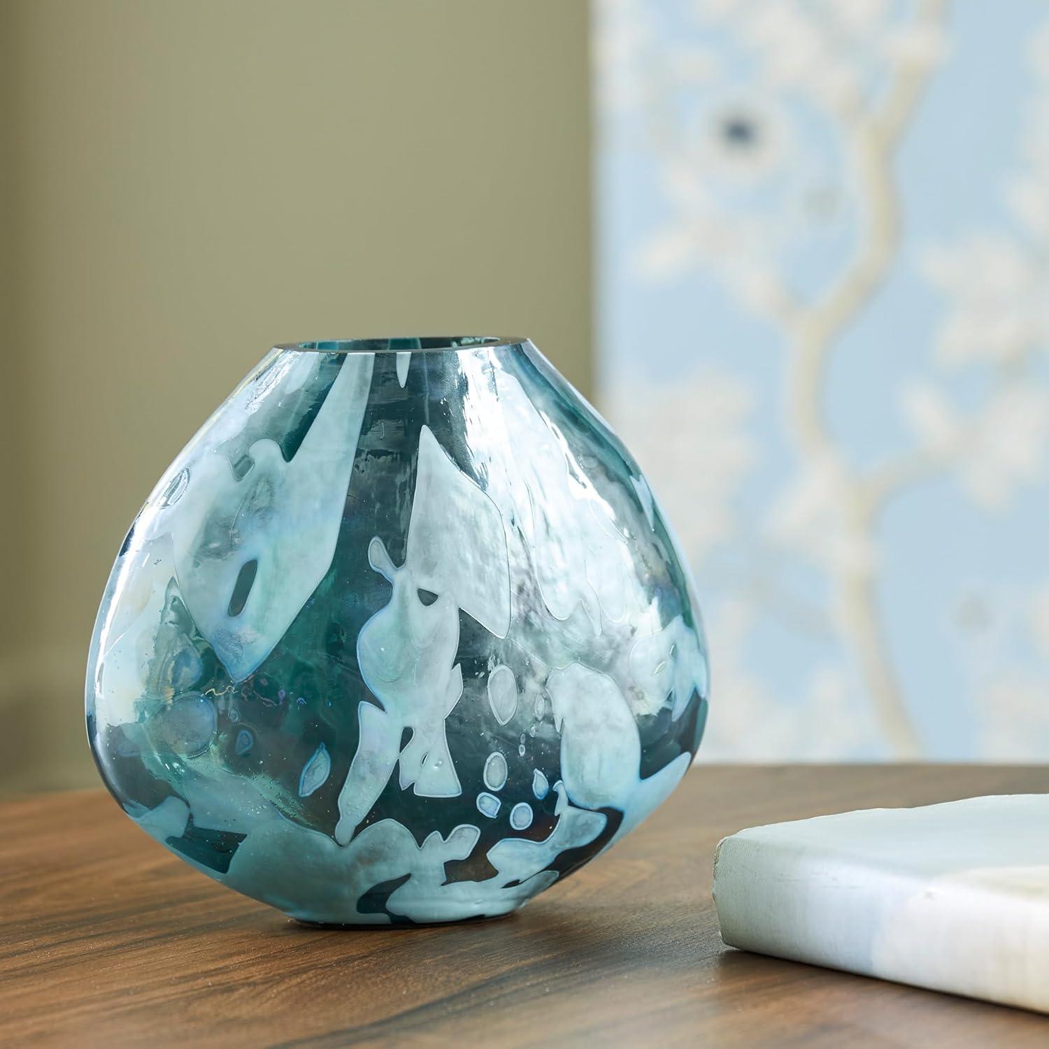 imageSignature Design by Ashley Cartshaw Contemporary Abstract Watertight Glass 663 Vase GreenGreen