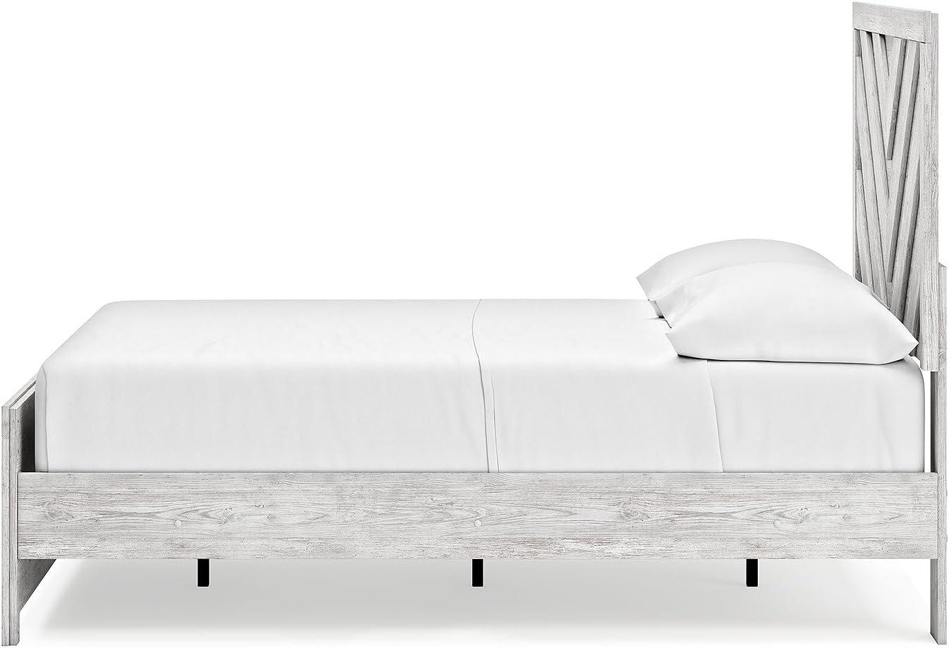 imageSignature Design by Ashley Cayboni Farmhouse Twin Panel Bed Foundation or Box Spring Needed WhitewashFull Panel Bed