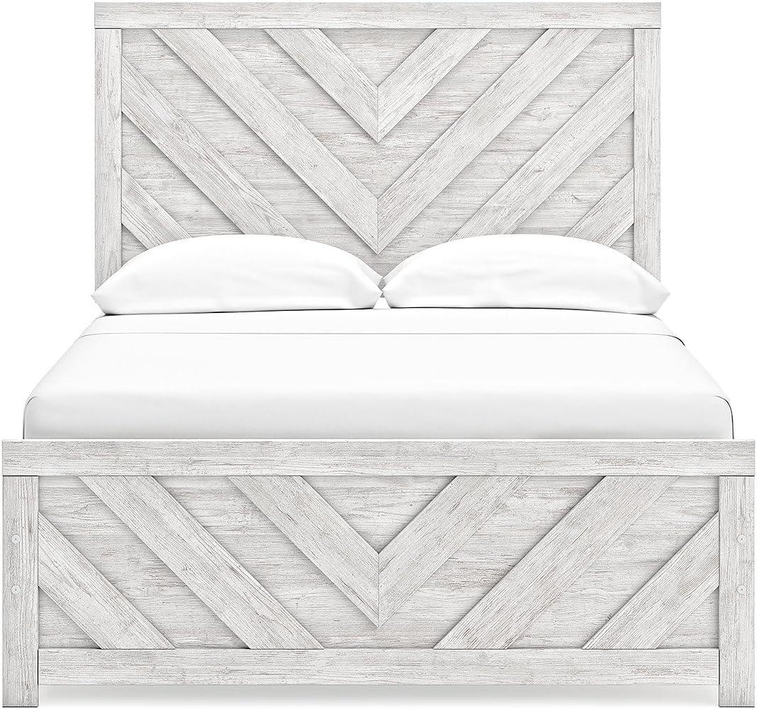 imageSignature Design by Ashley Cayboni Farmhouse Twin Panel Bed Foundation or Box Spring Needed WhitewashFull Panel Bed