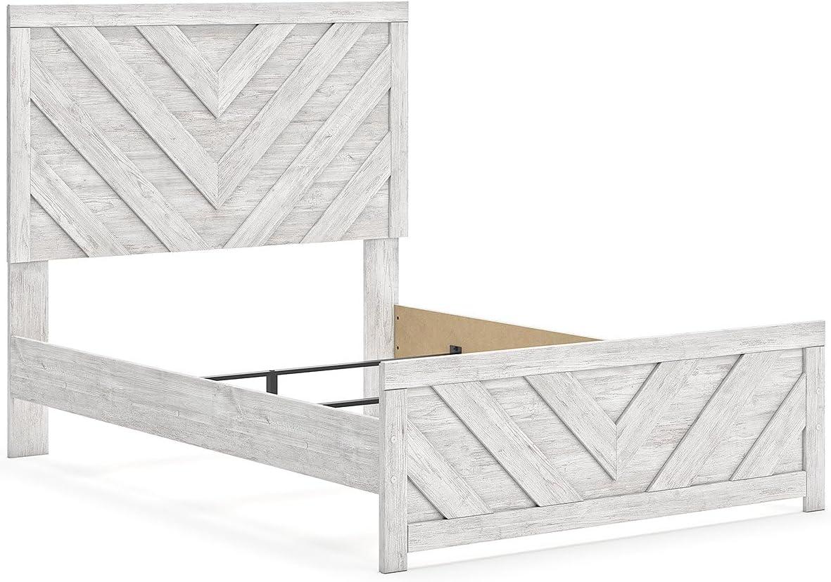 imageSignature Design by Ashley Cayboni Farmhouse Twin Panel Bed Foundation or Box Spring Needed WhitewashFull Panel Bed