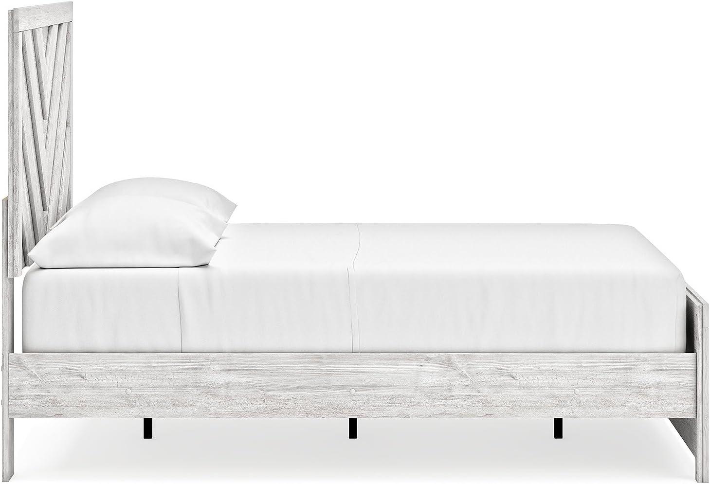 imageSignature Design by Ashley Cayboni Farmhouse Twin Panel Bed Foundation or Box Spring Needed WhitewashFull Panel Bed