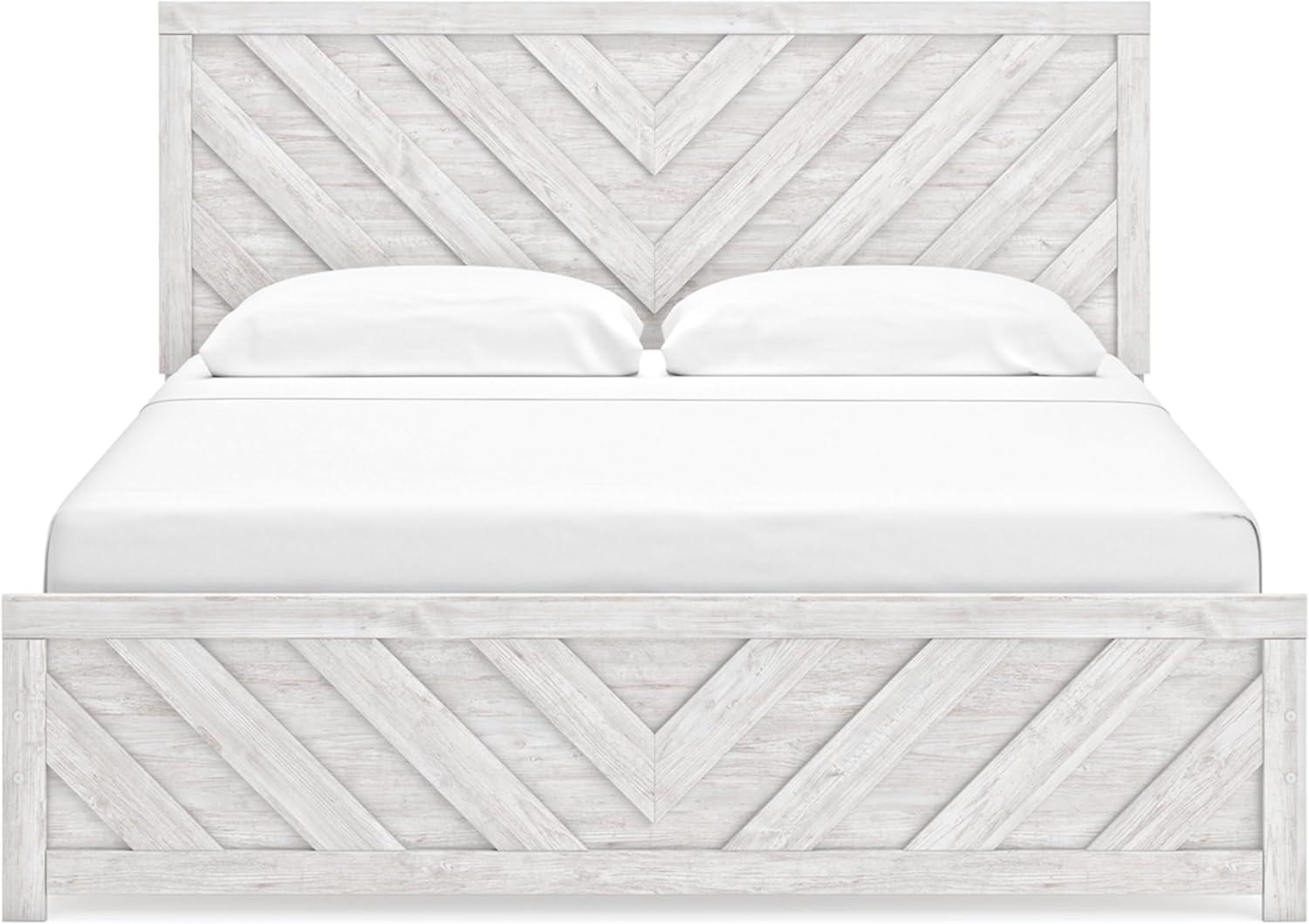imageSignature Design by Ashley Cayboni Farmhouse Twin Panel Bed Foundation or Box Spring Needed WhitewashKing Panel Bed