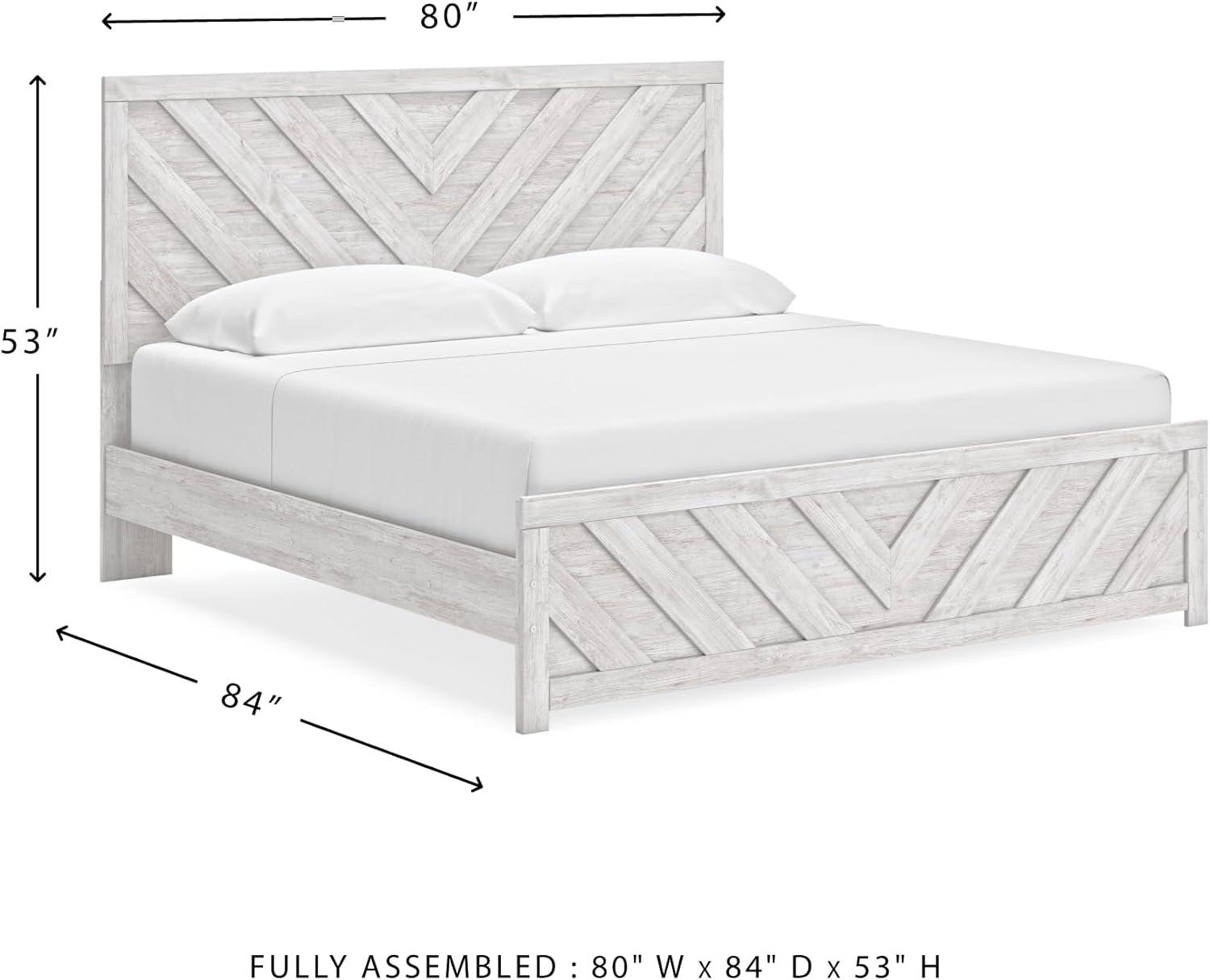 imageSignature Design by Ashley Cayboni Farmhouse Twin Panel Bed Foundation or Box Spring Needed WhitewashKing Panel Bed