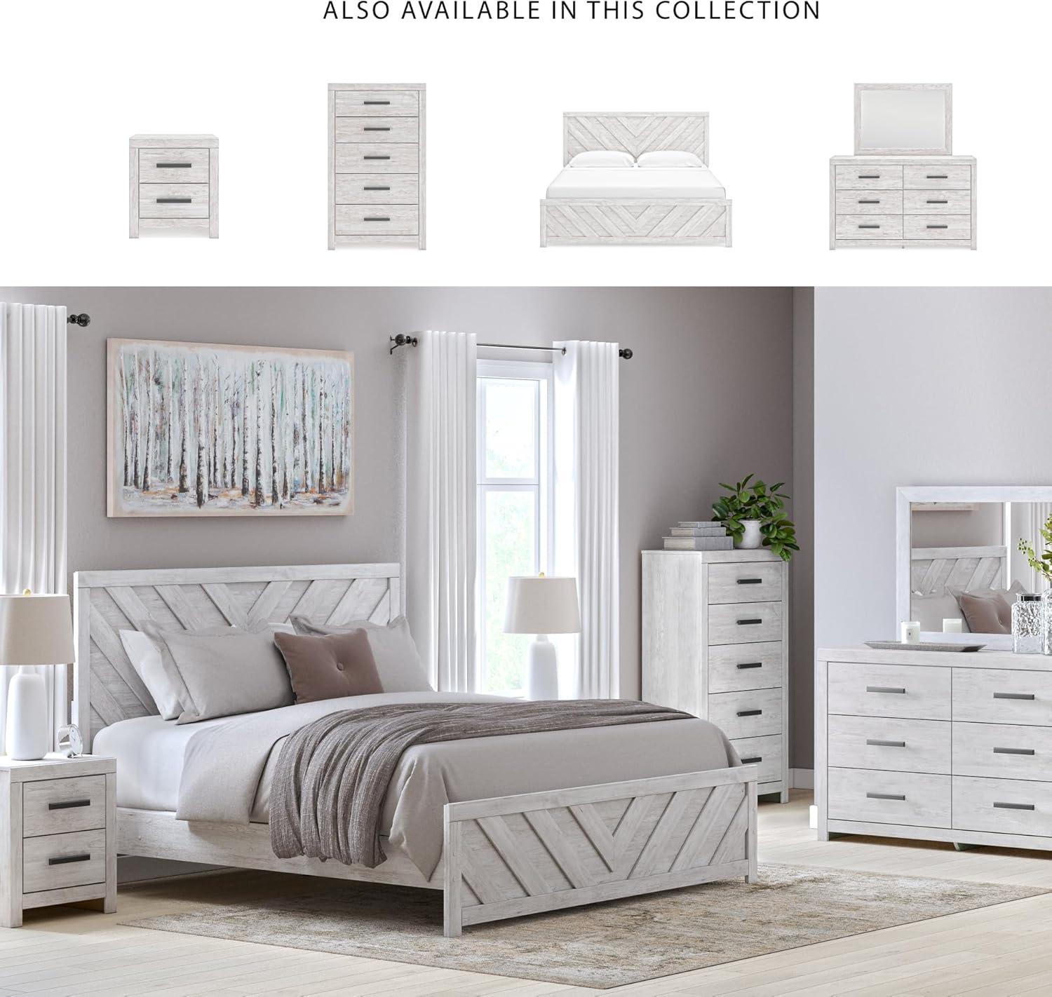 imageSignature Design by Ashley Cayboni Farmhouse Twin Panel Bed Foundation or Box Spring Needed WhitewashKing Panel Bed