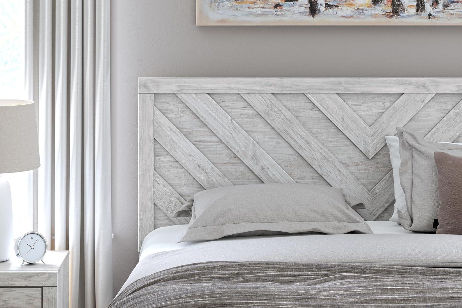 imageSignature Design by Ashley Cayboni Farmhouse Twin Panel Bed Foundation or Box Spring Needed WhitewashKing Panel Bed