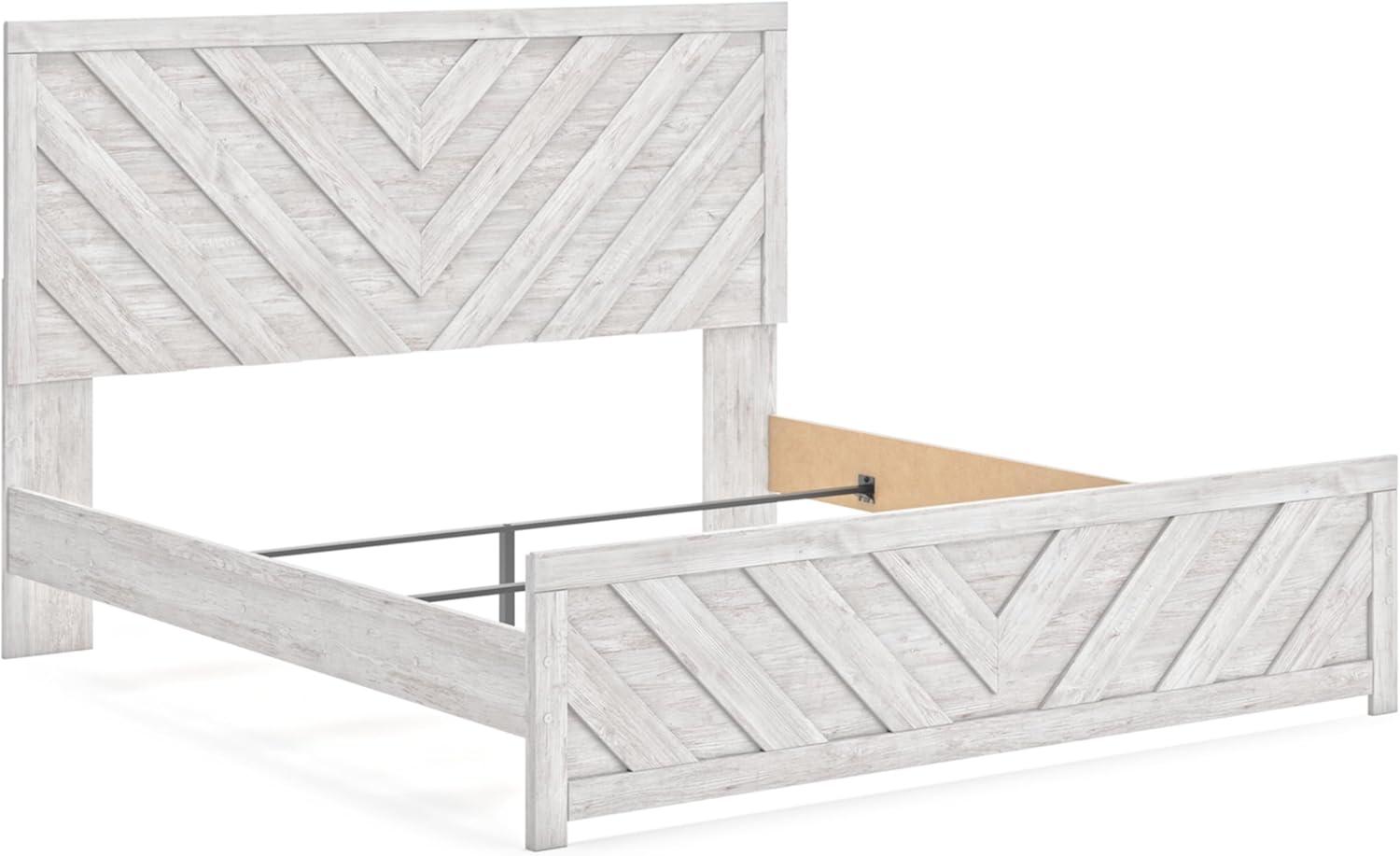 imageSignature Design by Ashley Cayboni Farmhouse Twin Panel Bed Foundation or Box Spring Needed WhitewashKing Panel Bed