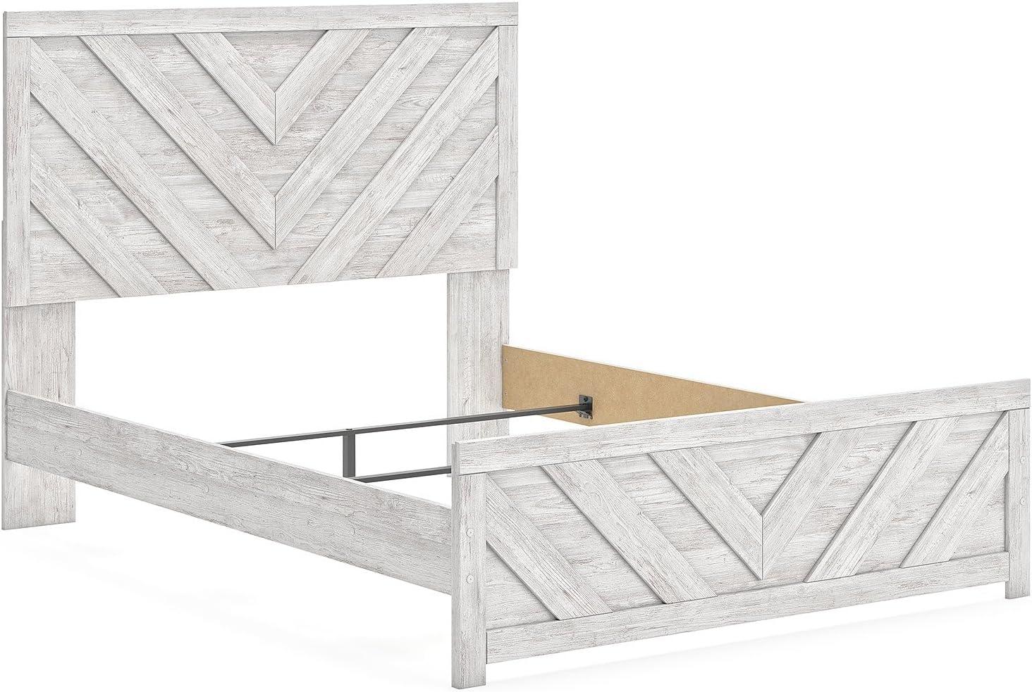 imageSignature Design by Ashley Cayboni Farmhouse Twin Panel Bed Foundation or Box Spring Needed WhitewashQueen Panel Bed