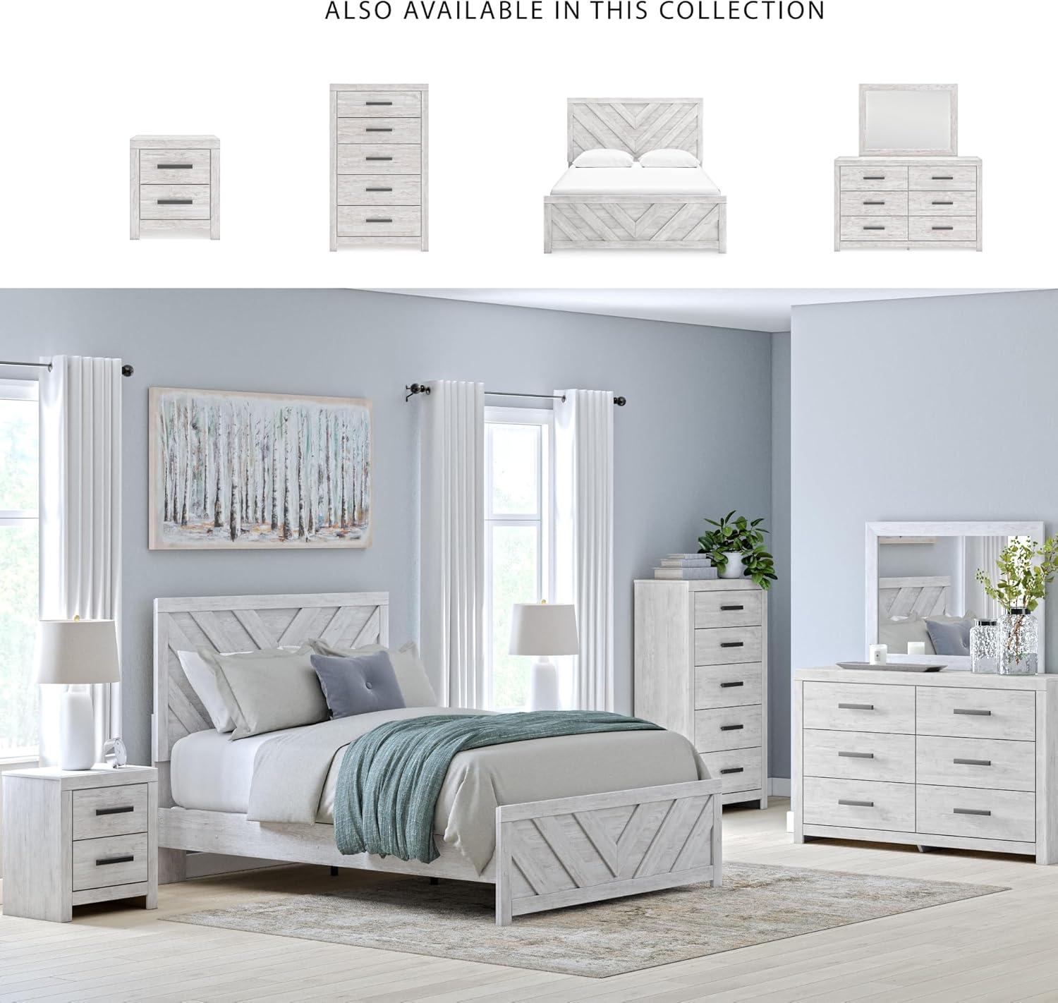 imageSignature Design by Ashley Cayboni Farmhouse Twin Panel Bed Foundation or Box Spring Needed WhitewashQueen Panel Bed