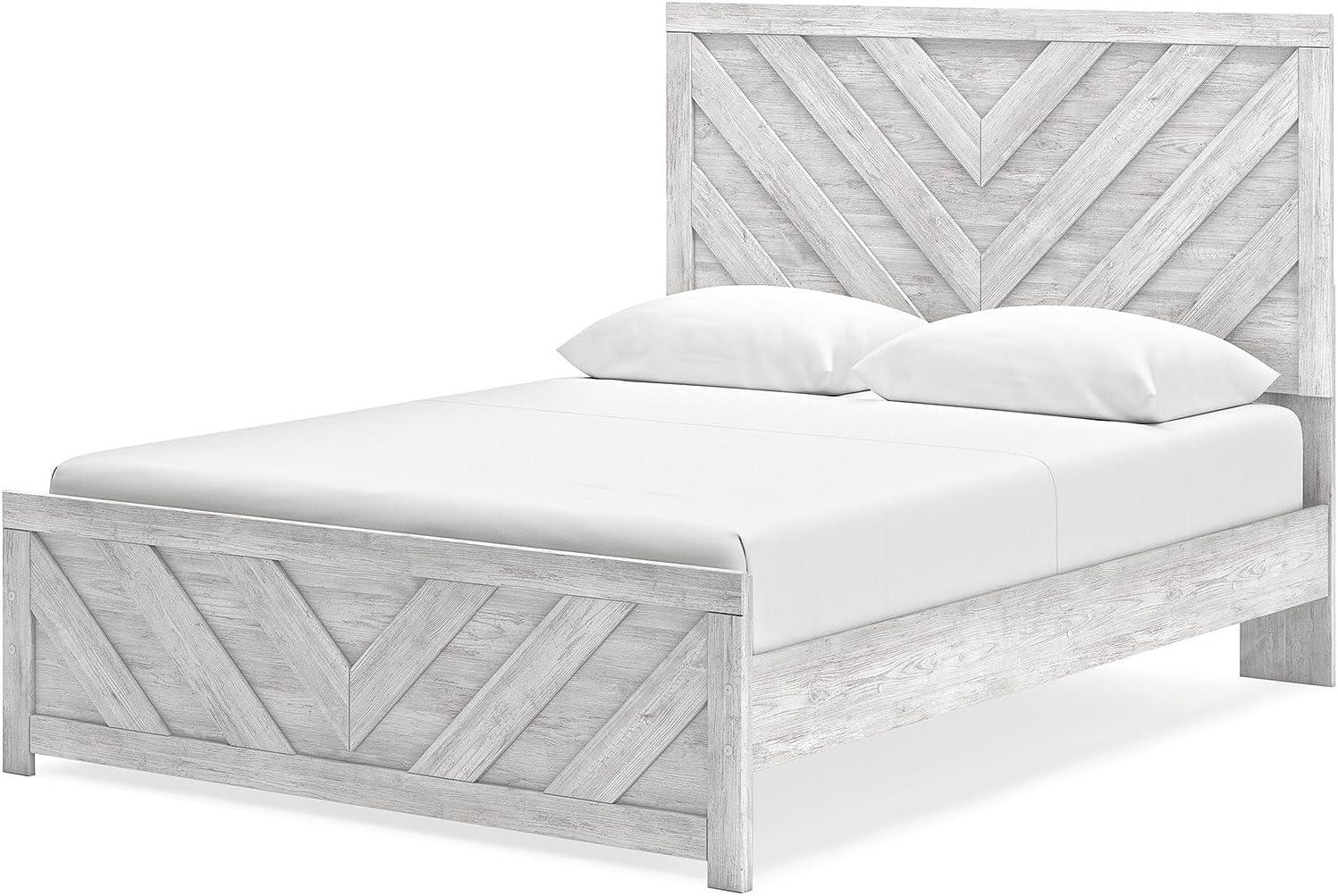 imageSignature Design by Ashley Cayboni Farmhouse Twin Panel Bed Foundation or Box Spring Needed WhitewashQueen Panel Bed