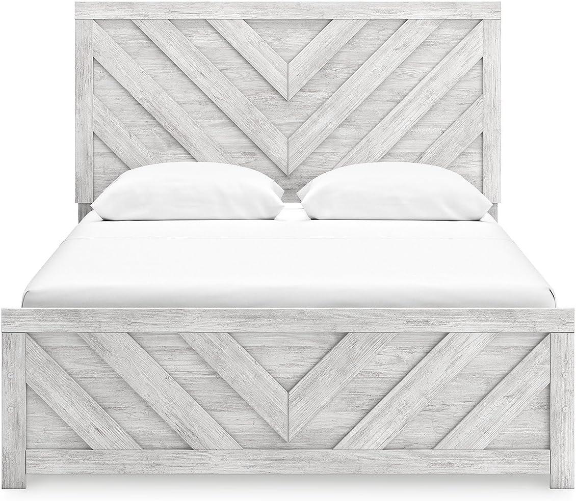 imageSignature Design by Ashley Cayboni Farmhouse Twin Panel Bed Foundation or Box Spring Needed WhitewashQueen Panel Bed