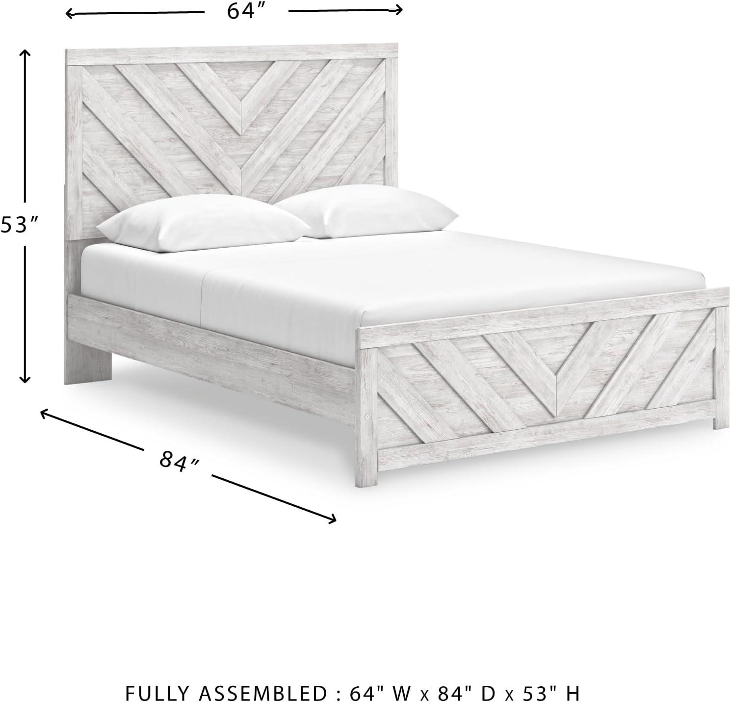 imageSignature Design by Ashley Cayboni Farmhouse Twin Panel Bed Foundation or Box Spring Needed WhitewashQueen Panel Bed