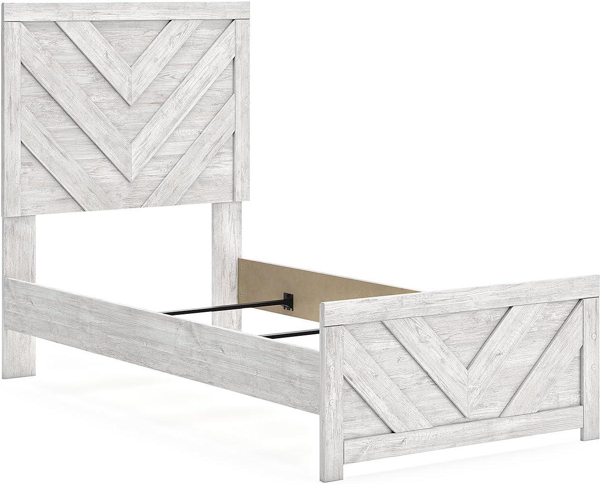 imageSignature Design by Ashley Cayboni Farmhouse Twin Panel Bed Foundation or Box Spring Needed WhitewashTwin Panel Bed