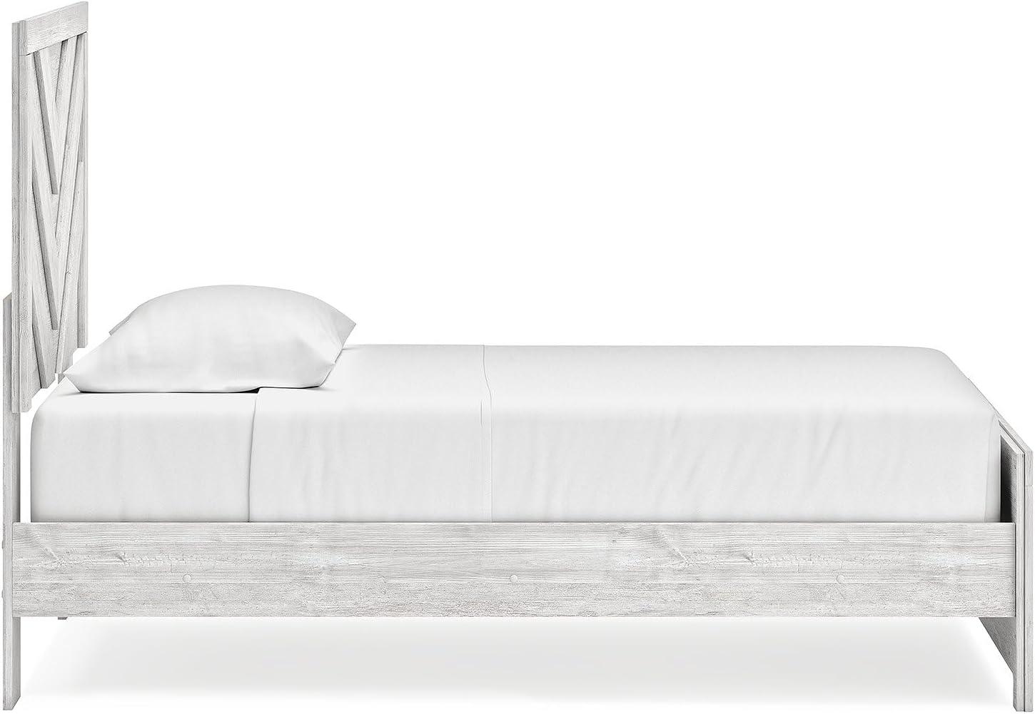 imageSignature Design by Ashley Cayboni Farmhouse Twin Panel Bed Foundation or Box Spring Needed WhitewashTwin Panel Bed