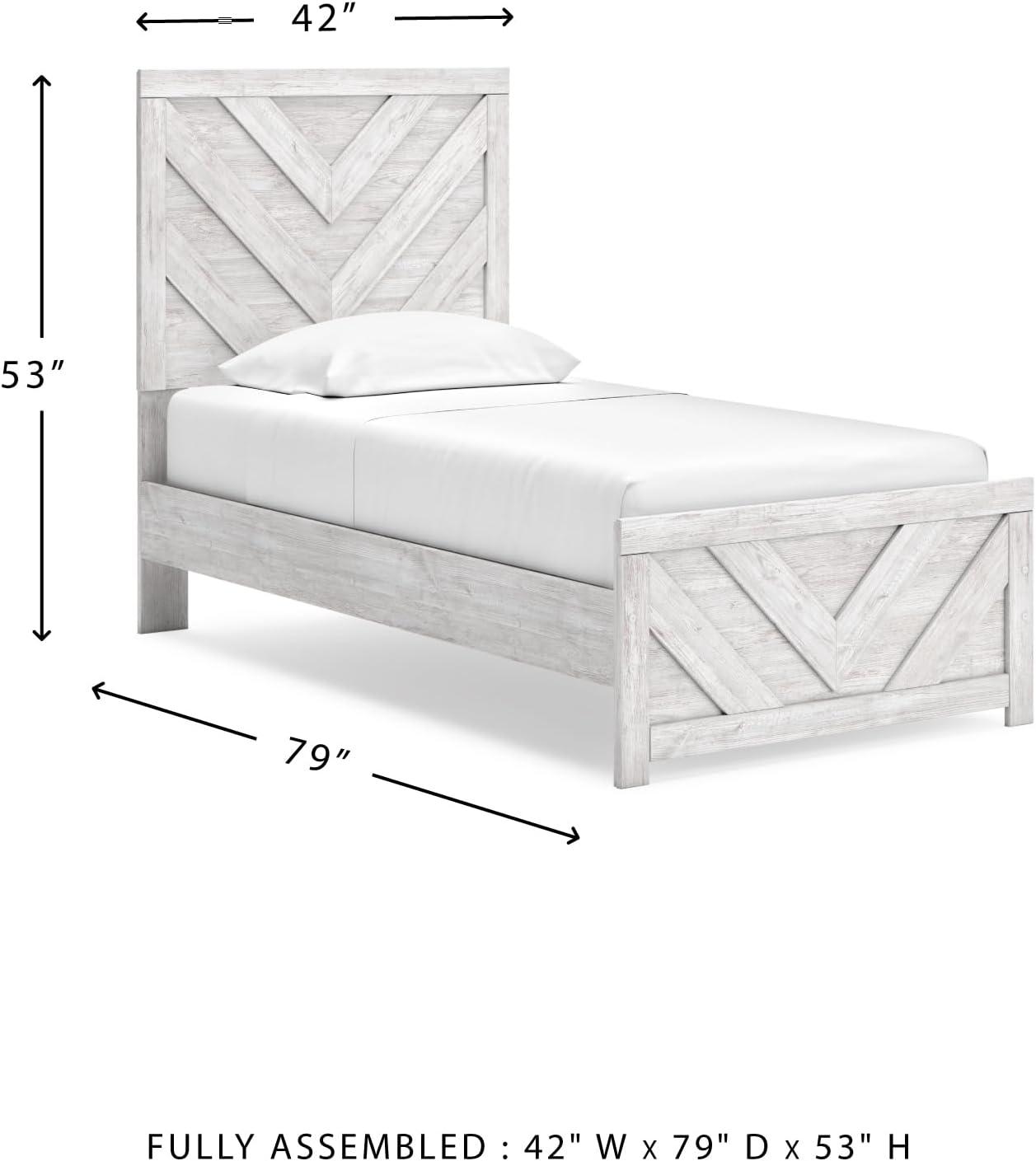 imageSignature Design by Ashley Cayboni Farmhouse Twin Panel Bed Foundation or Box Spring Needed WhitewashTwin Panel Bed