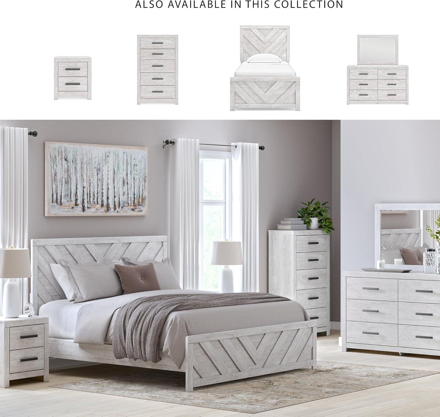 imageSignature Design by Ashley Cayboni Farmhouse Twin Panel Bed Foundation or Box Spring Needed WhitewashTwin Panel Bed