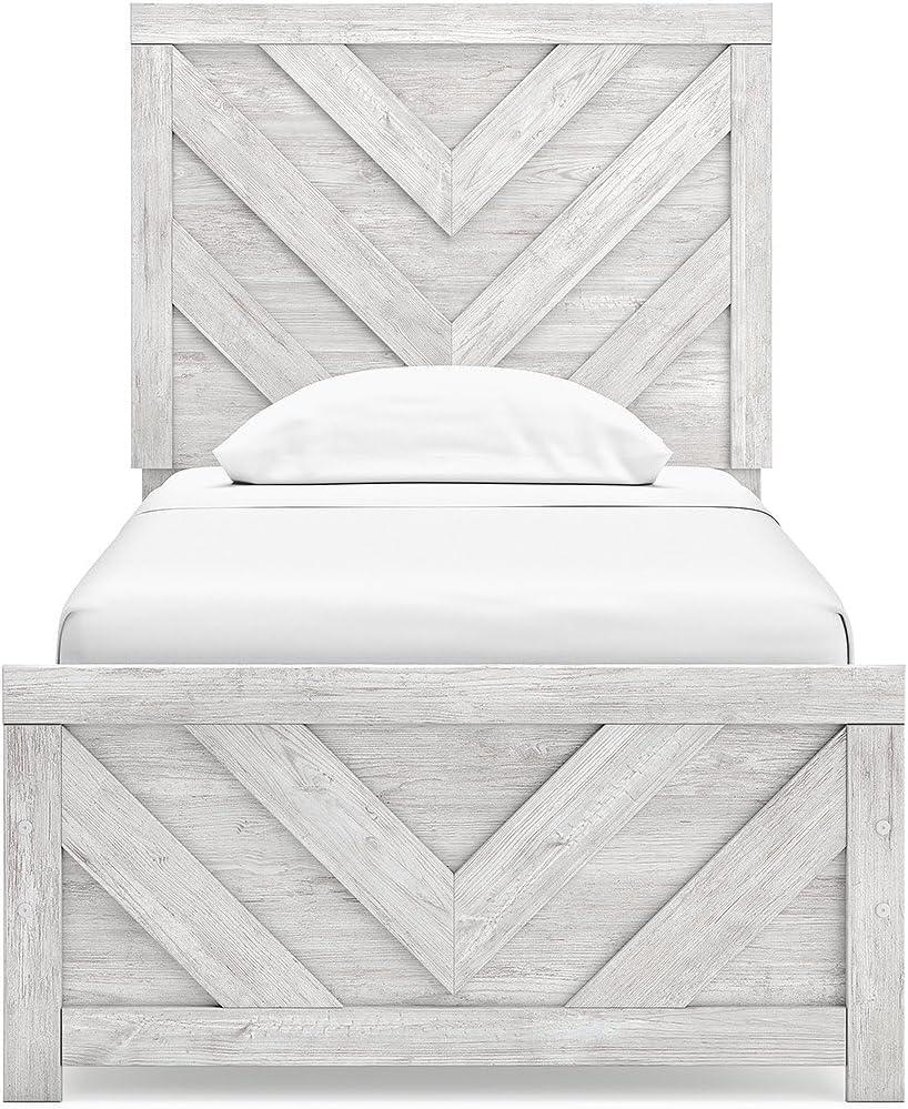 imageSignature Design by Ashley Cayboni Farmhouse Twin Panel Bed Foundation or Box Spring Needed WhitewashTwin Panel Bed