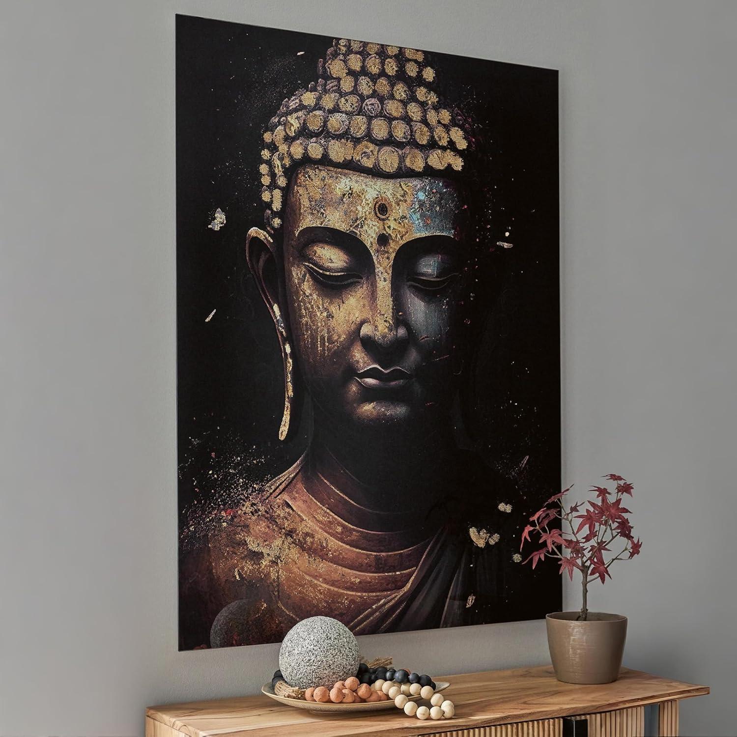 imageSignature Design by Ashley Caymoore Contemporary Rectangular Printed Buddha Wall Art 36 x 48 Inches Black amp Metallic