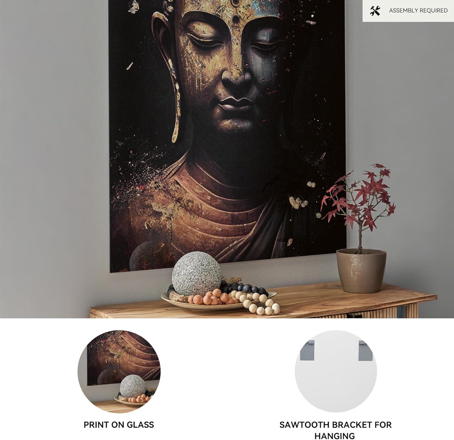 imageSignature Design by Ashley Caymoore Contemporary Rectangular Printed Buddha Wall Art 36 x 48 Inches Black amp Metallic