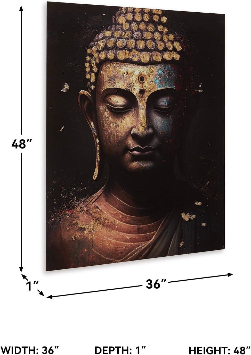 imageSignature Design by Ashley Caymoore Contemporary Rectangular Printed Buddha Wall Art 36 x 48 Inches Black amp Metallic