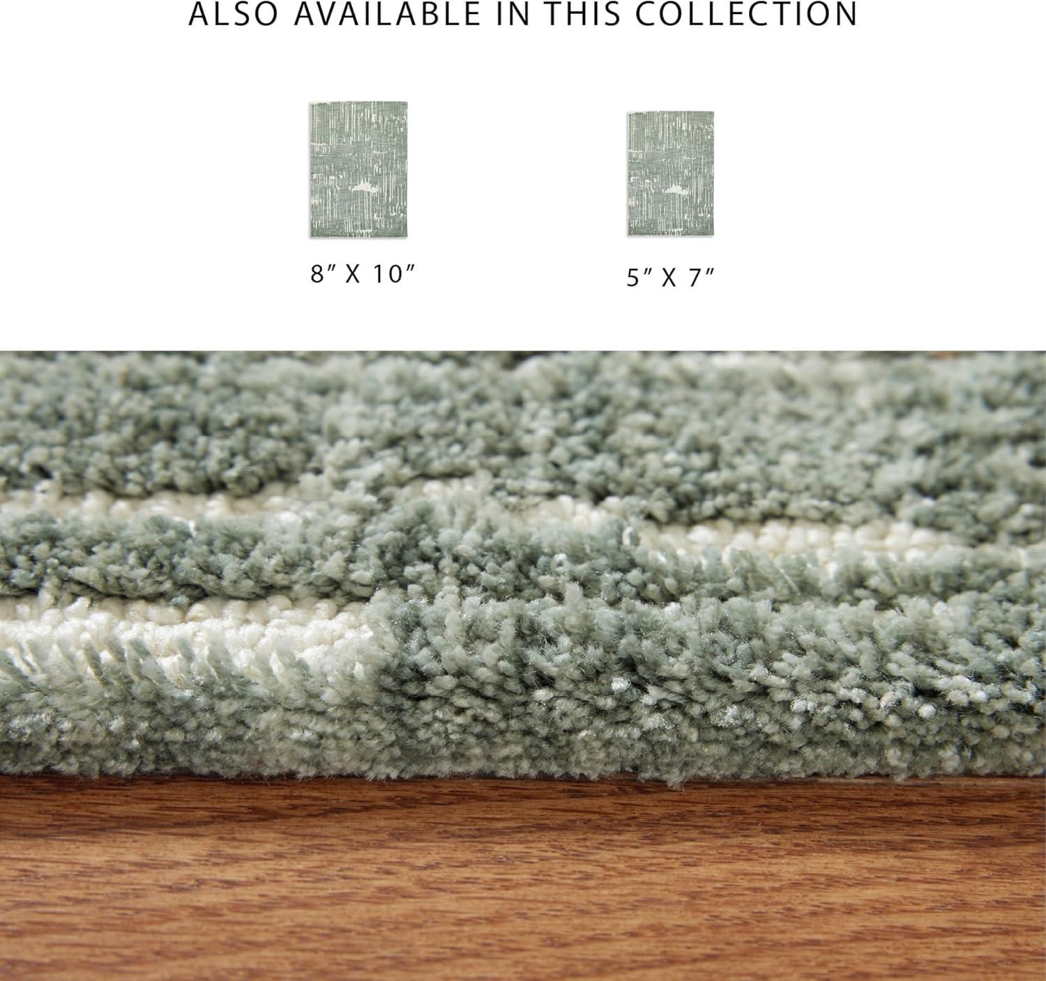 imageSignature Design by Ashley Cayworth Contemporary Indoor Abstract 8 x 10 Rug Green amp White51 x 611 Rectangular