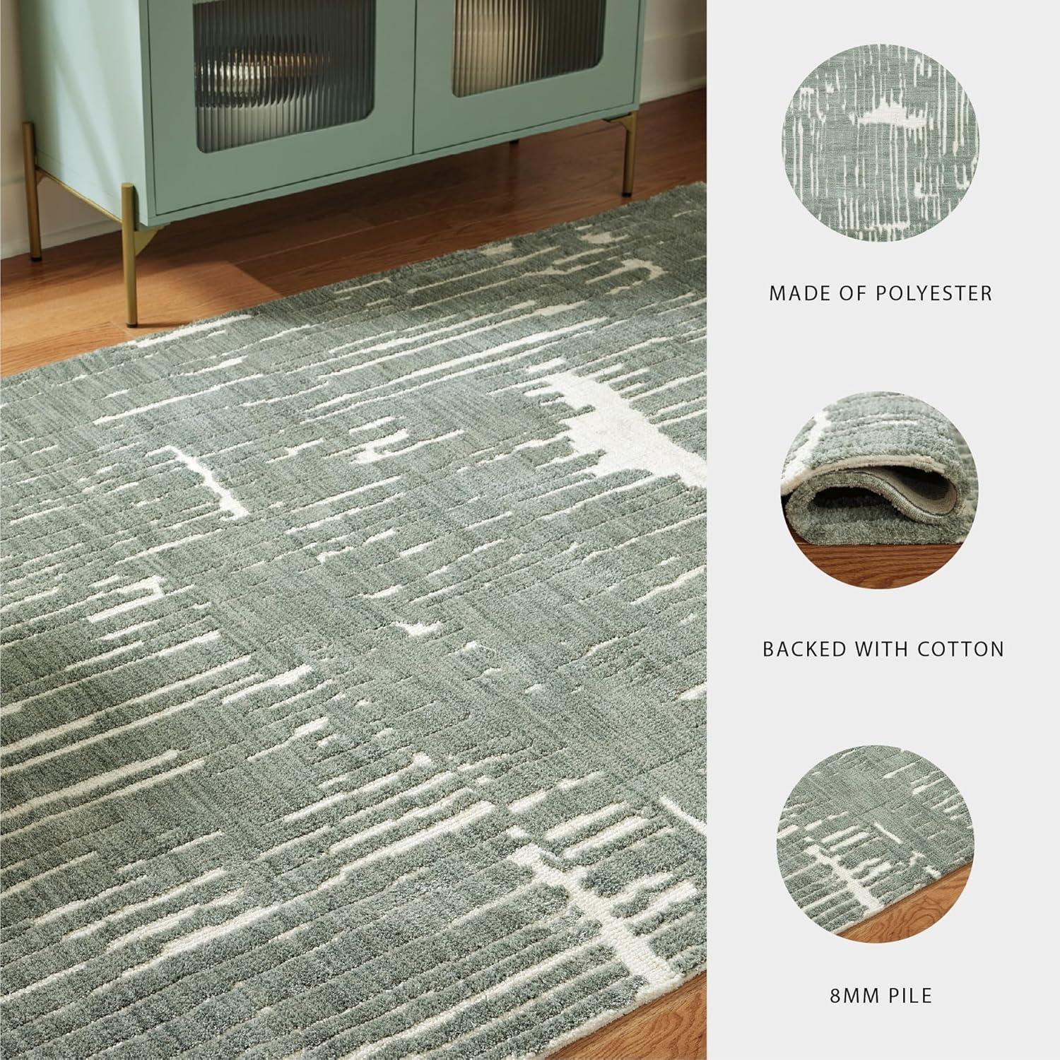 imageSignature Design by Ashley Cayworth Contemporary Indoor Abstract 8 x 10 Rug Green amp White51 x 611 Rectangular