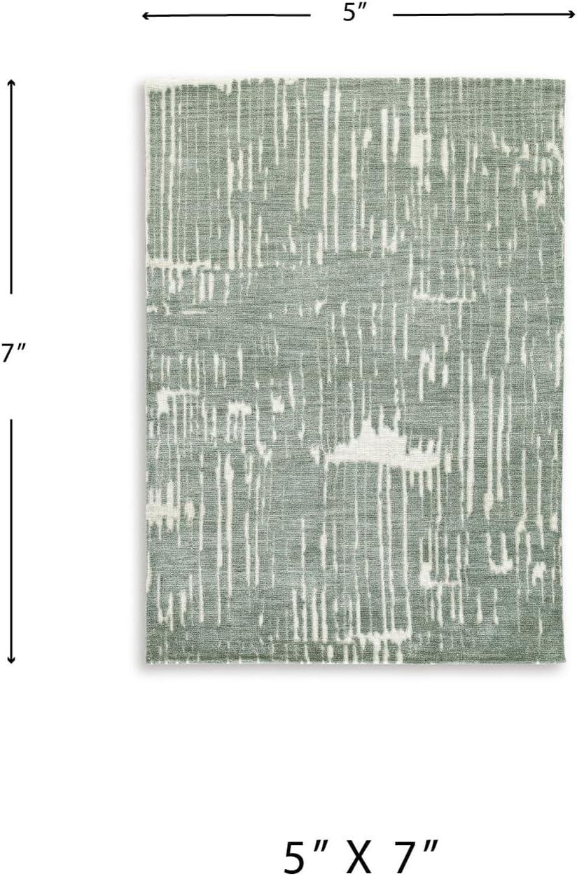 imageSignature Design by Ashley Cayworth Contemporary Indoor Abstract 8 x 10 Rug Green amp White51 x 611 Rectangular