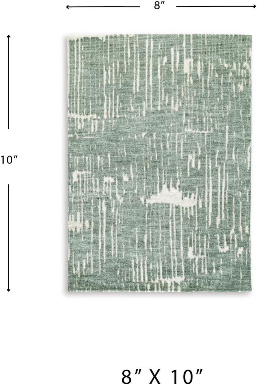 imageSignature Design by Ashley Cayworth Contemporary Indoor Abstract 8 x 10 Rug Green amp White78 x 104 Rectangular