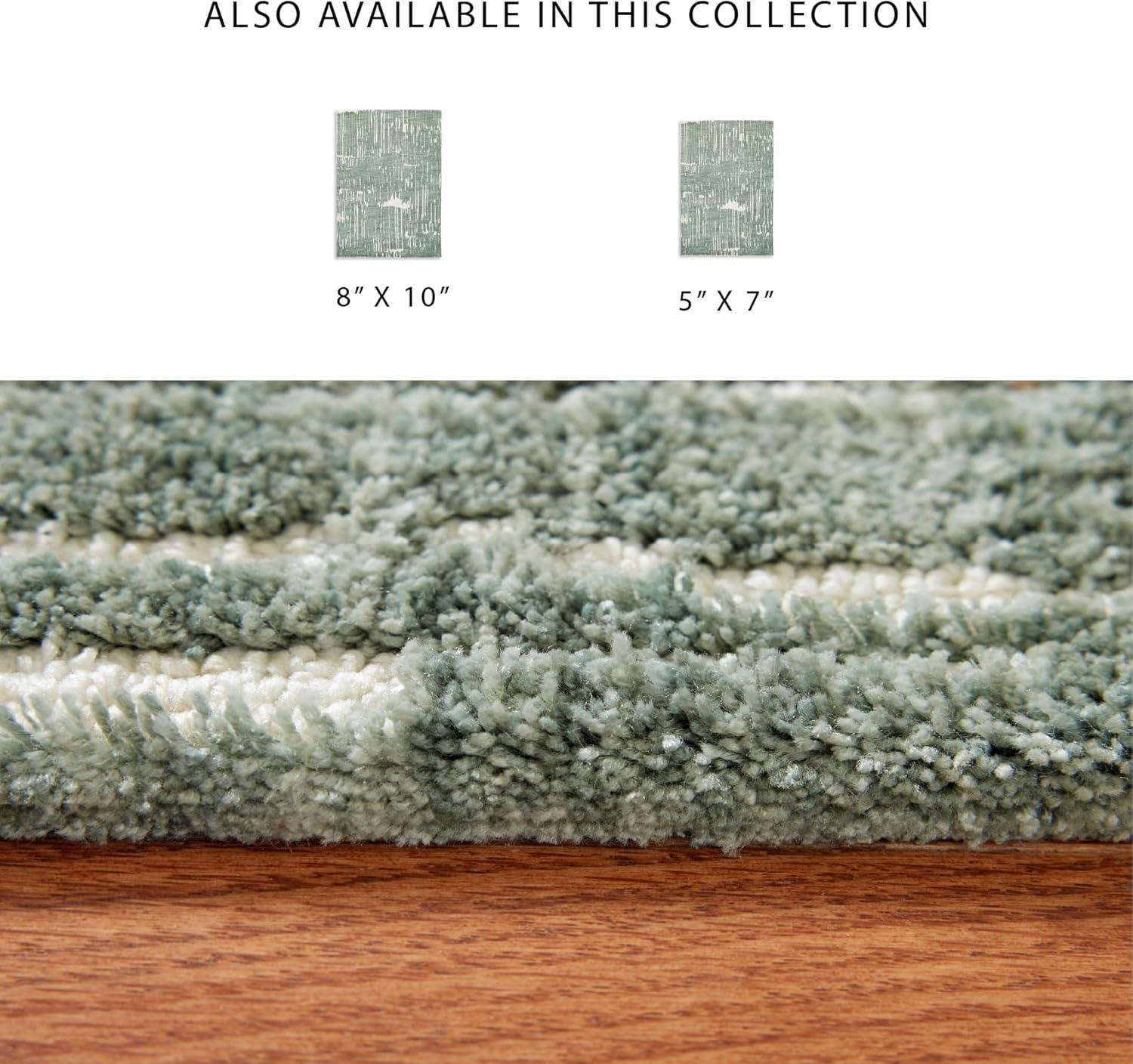 imageSignature Design by Ashley Cayworth Contemporary Indoor Abstract 8 x 10 Rug Green amp White78 x 104 Rectangular