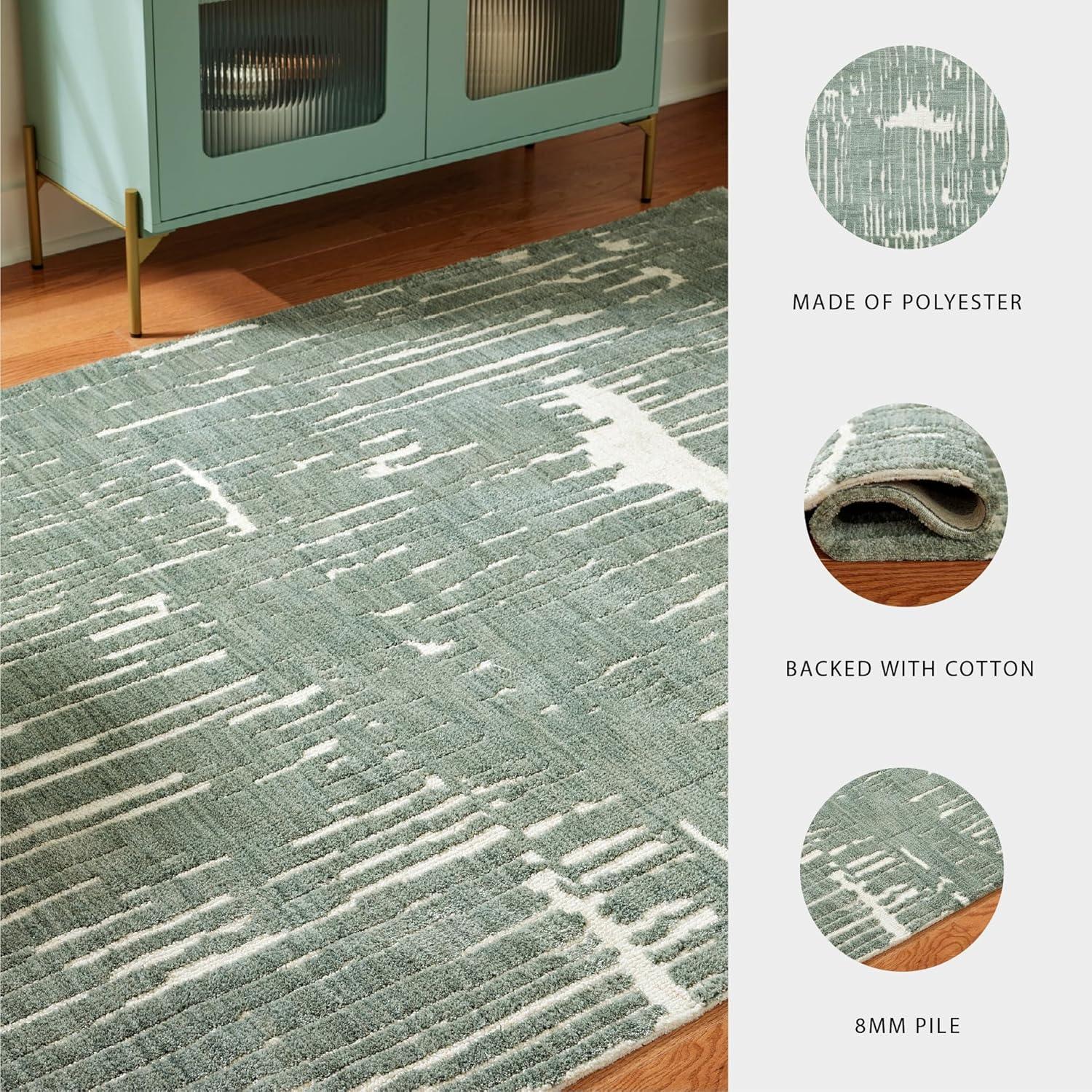 imageSignature Design by Ashley Cayworth Contemporary Indoor Abstract 8 x 10 Rug Green amp White78 x 104 Rectangular