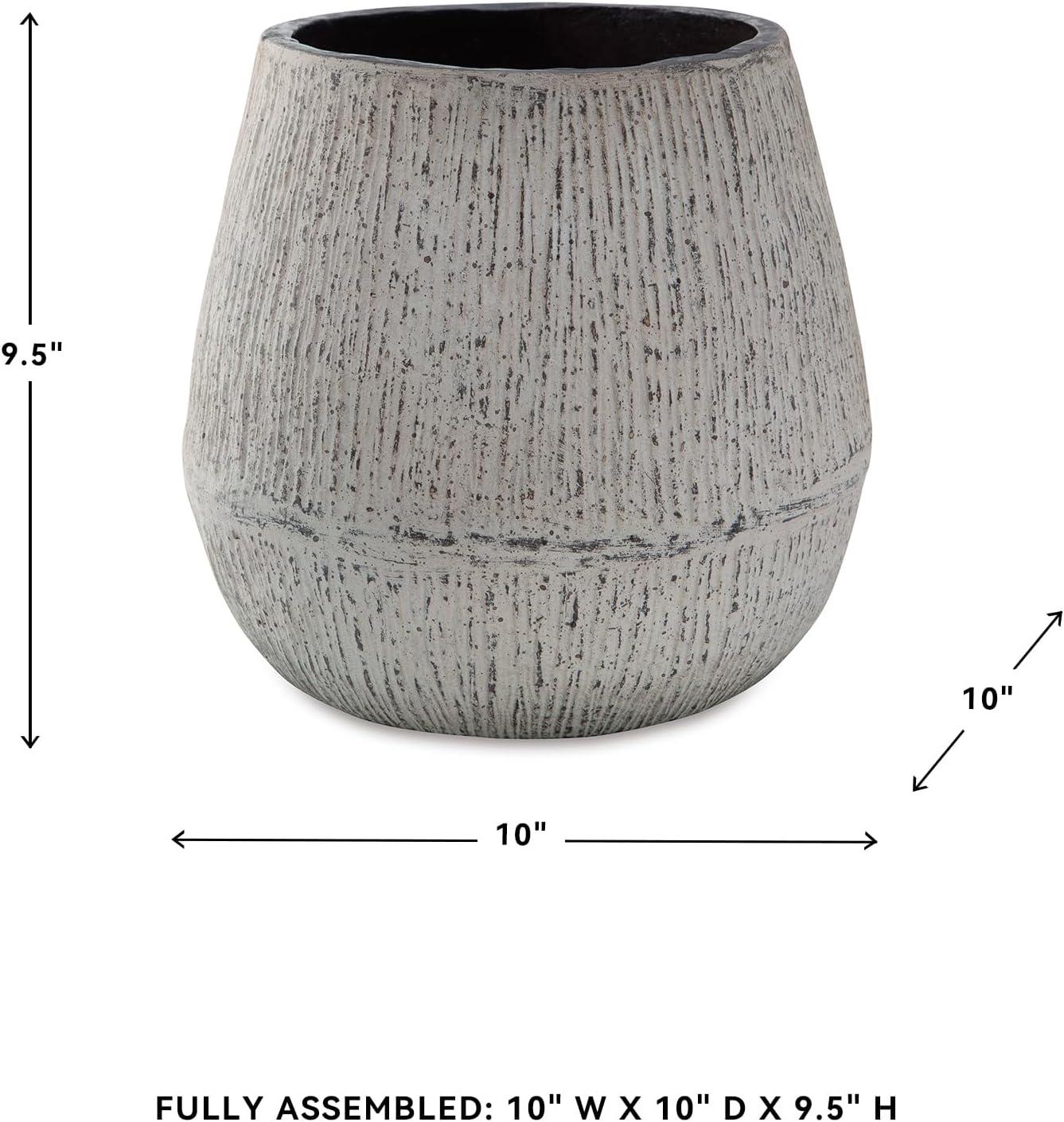 imageSignature Design by Ashley Claymount Casual Indoor Abstract Paper Composite Tabletop Vase with Wide Mouth White amp Light BrownWhite Light Brown