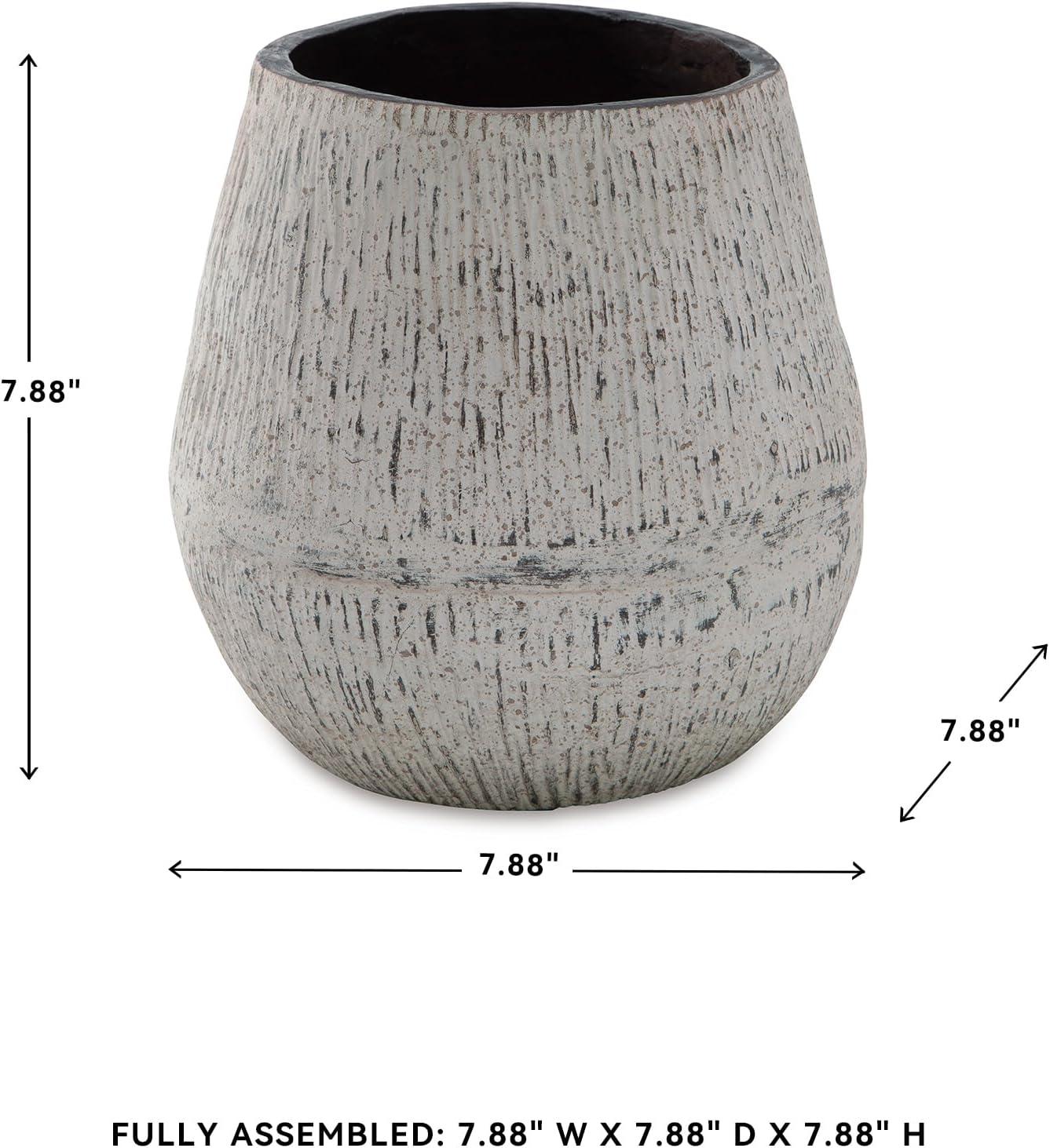 imageSignature Design by Ashley Claymount Casual Indoor Abstract Paper Composite Tabletop Vase with Wide Mouth White amp Light BrownWhite Light Brown