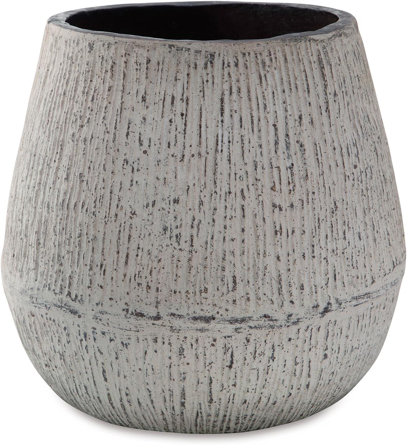 imageSignature Design by Ashley Claymount Casual Indoor Abstract Paper Composite Tabletop Vase with Wide Mouth White amp Light BrownWhite Light Brown