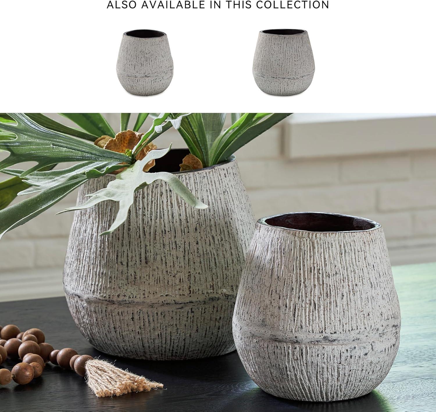 imageSignature Design by Ashley Claymount Casual Indoor Abstract Paper Composite Tabletop Vase with Wide Mouth White amp Light BrownWhite Light Brown