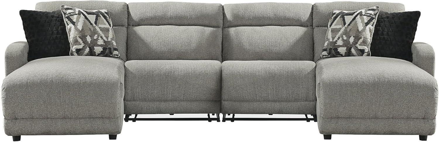 imageSignature Design by Ashley Colleyville Contemporary Wall Hugger U Shaped 4Piece Power Reclining Sectional with Chaise 4 Accent Pillows and USB Ports GrayU Shaped