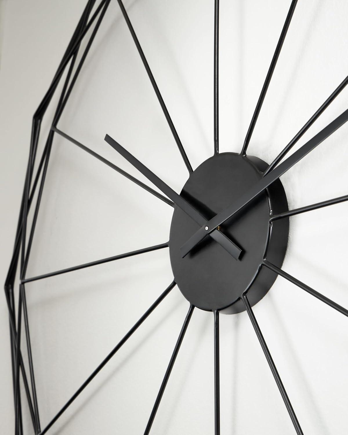 imageSignature Design by Ashley Contemporary Arkthorne Wall Clock Geometric Design Keyhole Bracket for Hanging Metal 3563 W x 063 D x 3563 H Black