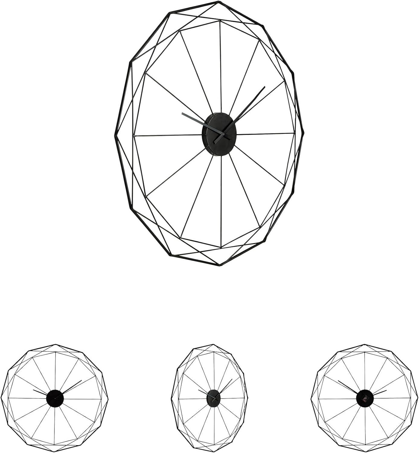 imageSignature Design by Ashley Contemporary Arkthorne Wall Clock Geometric Design Keyhole Bracket for Hanging Metal 3563 W x 063 D x 3563 H Black