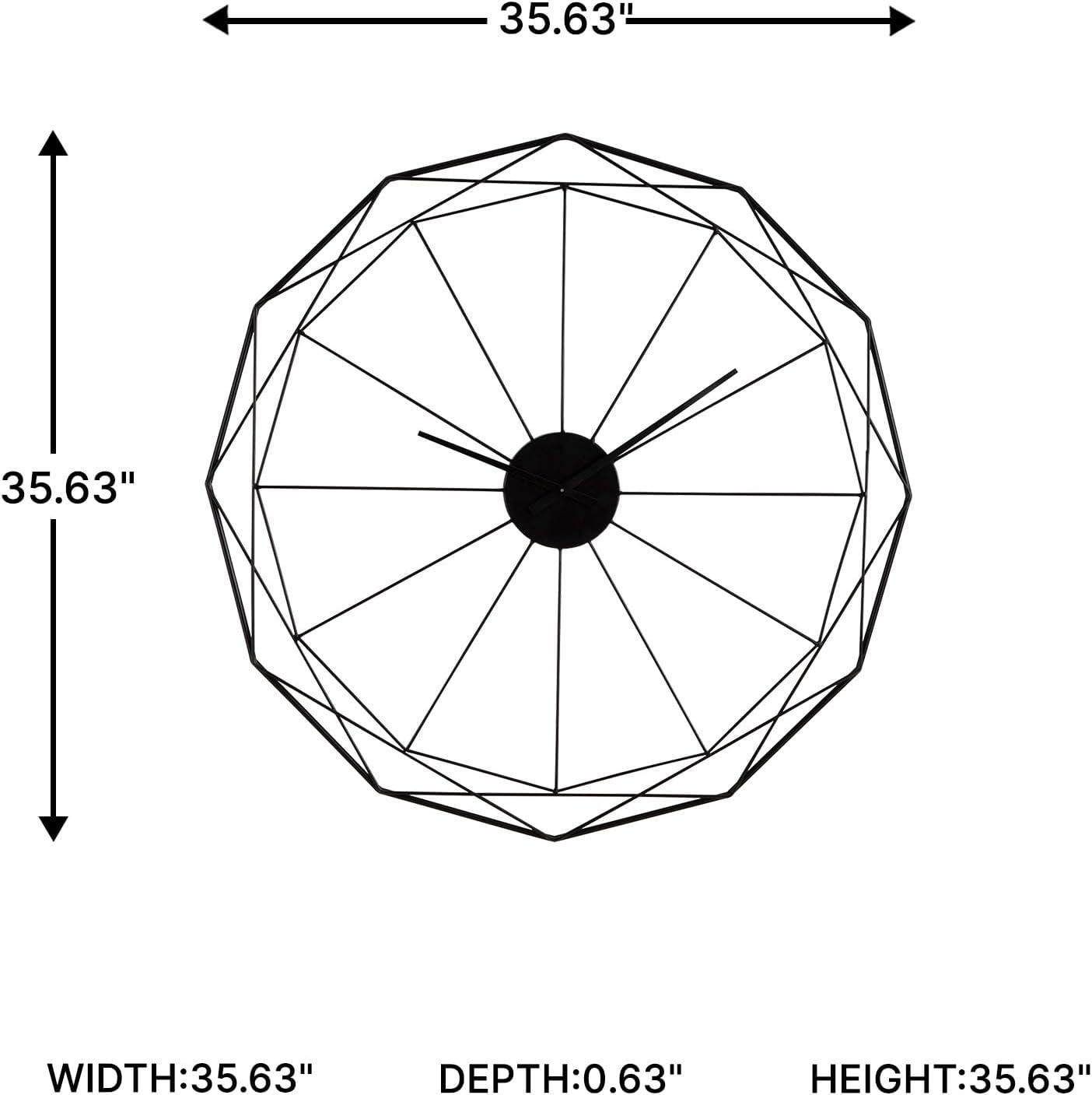 imageSignature Design by Ashley Contemporary Arkthorne Wall Clock Geometric Design Keyhole Bracket for Hanging Metal 3563 W x 063 D x 3563 H Black