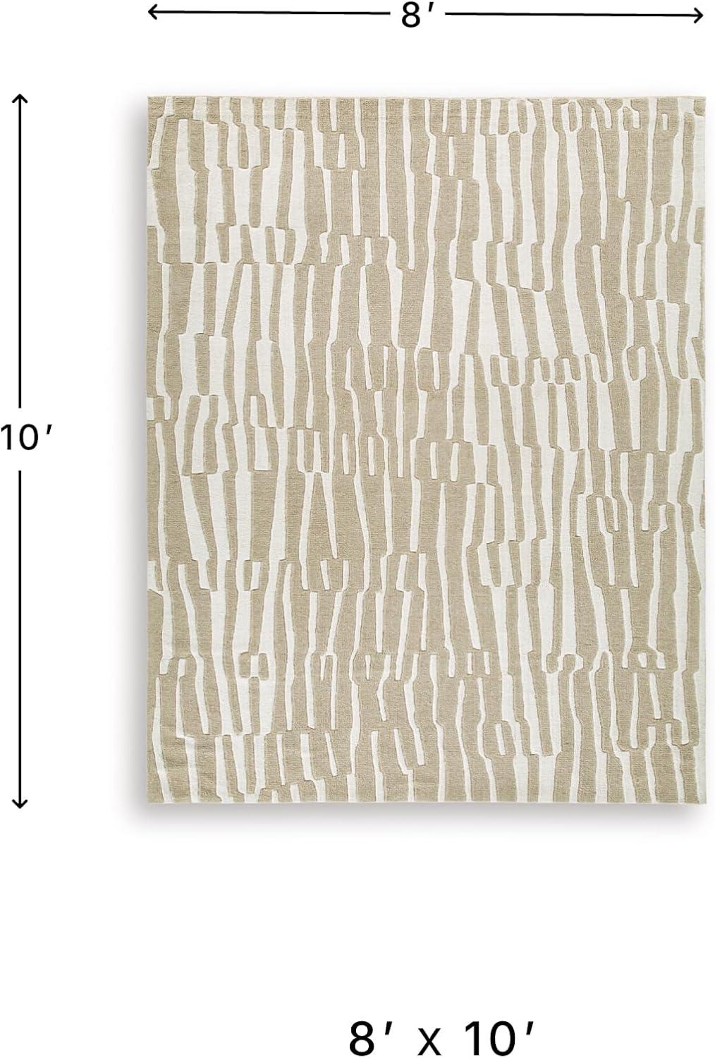 imageSignature Design by Ashley Corrbell Large Casual Rug Machine Woven Pile Abstract Design WoolPolyester Blend 93 W x 121 D x 038 H BeigeWhite