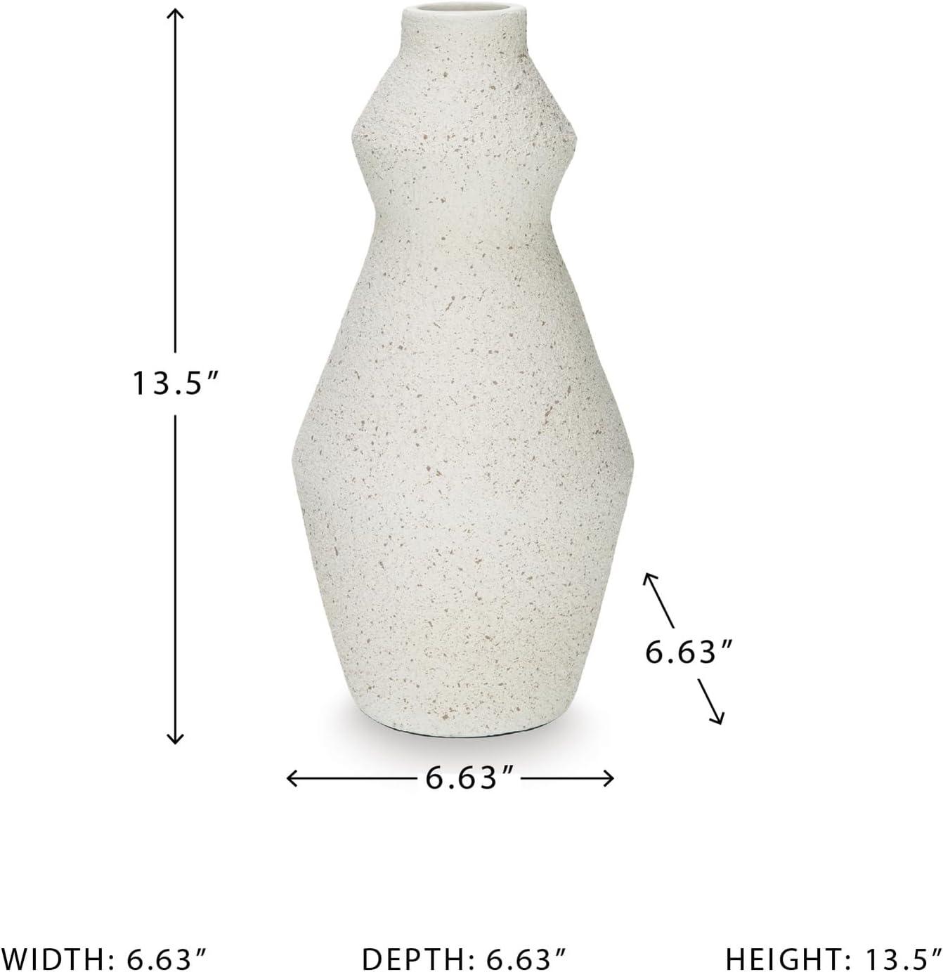 imageSignature Design by Ashley Dawthorne Casual Vase with Speckles Finish White amp BeigeWhite Beige