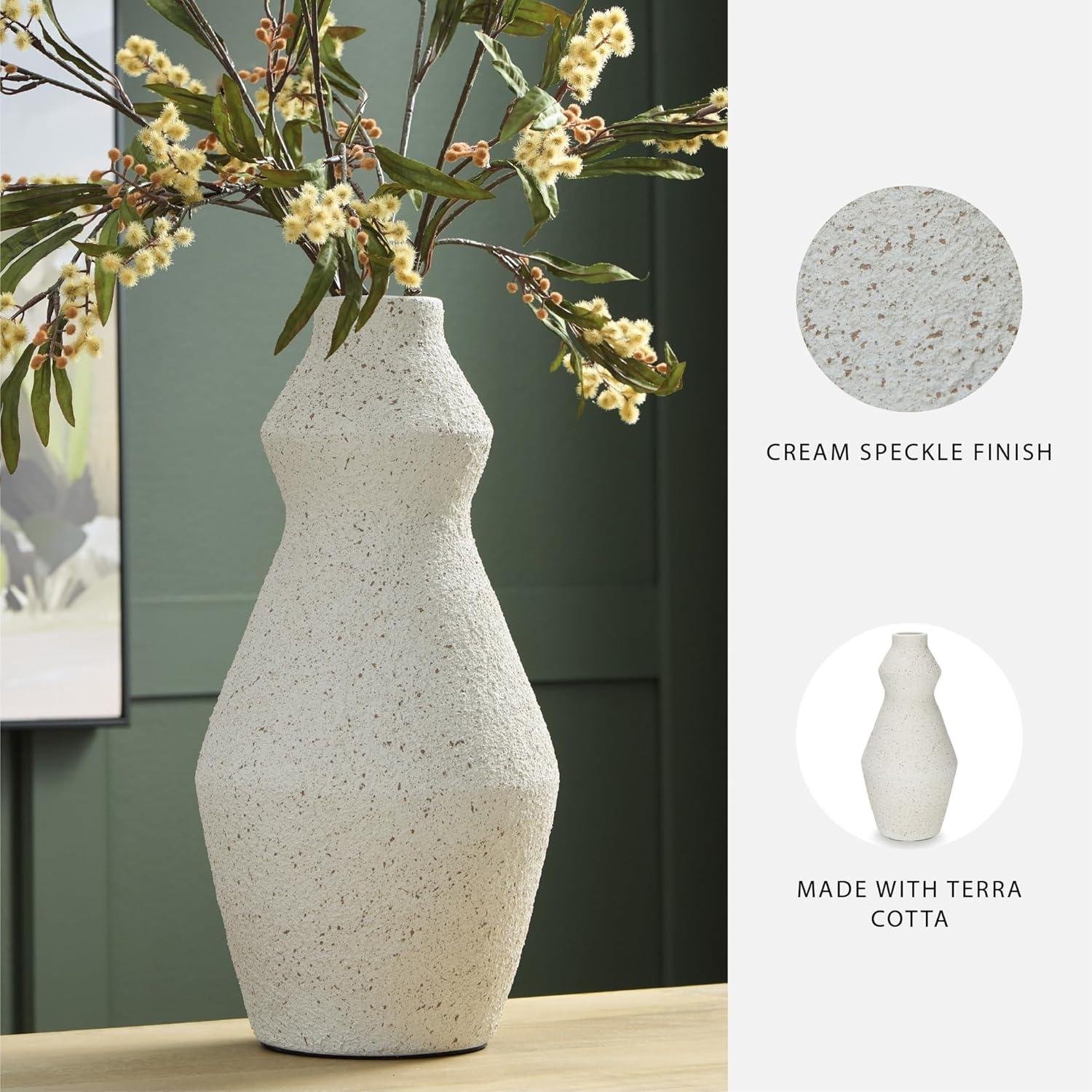 imageSignature Design by Ashley Dawthorne Casual Vase with Speckles Finish White amp BeigeWhite Beige
