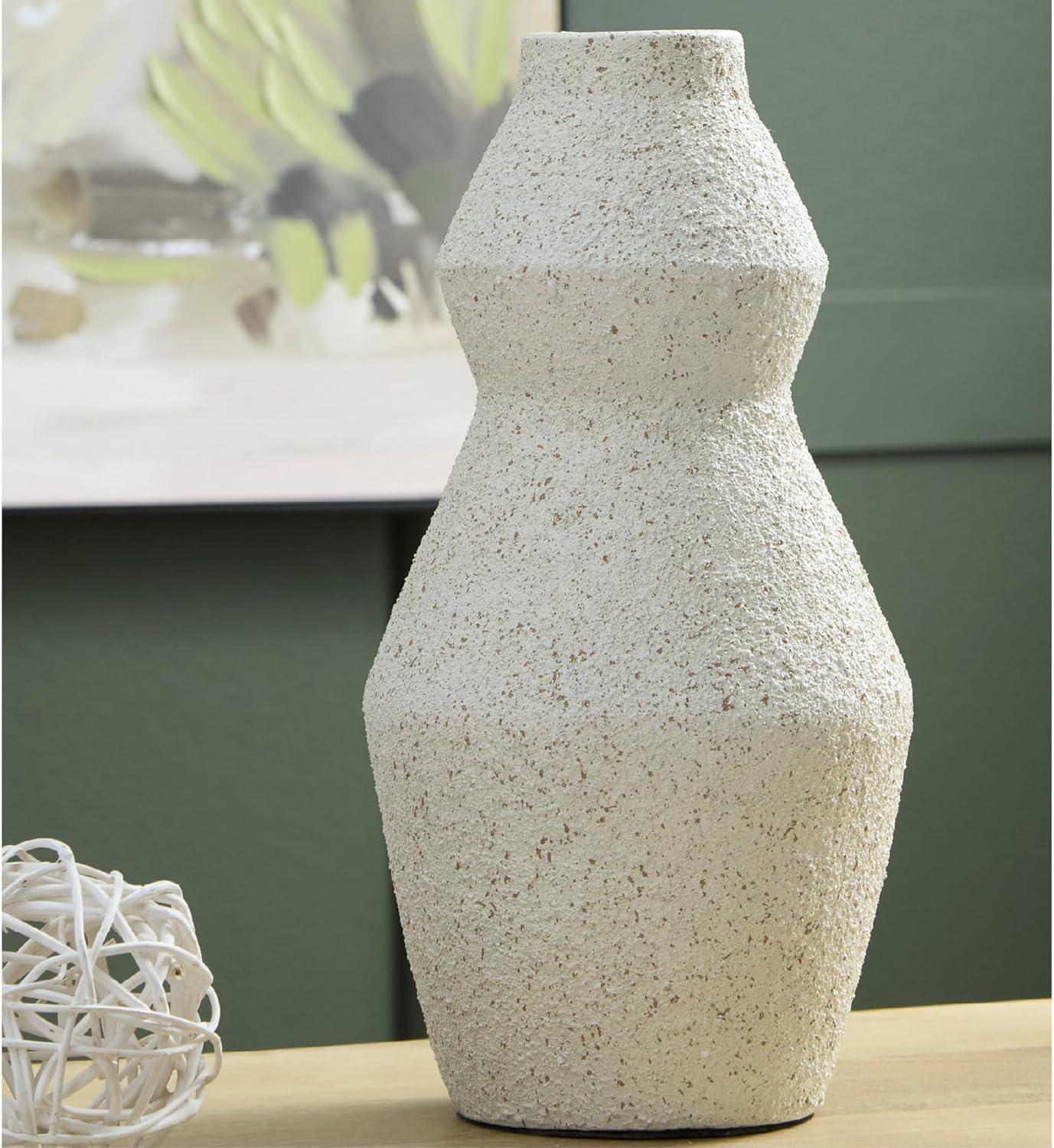 imageSignature Design by Ashley Dawthorne Casual Vase with Speckles Finish White amp BeigeWhite Beige