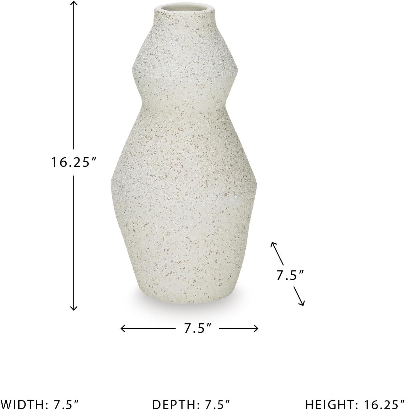 imageSignature Design by Ashley Dawthorne Casual Vase with Speckles Finish White amp BeigeWhite Beige