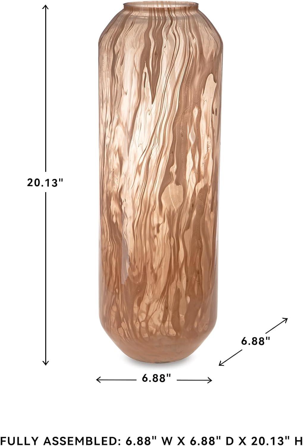 imageSignature Design by Ashley Dushby Art Deco Indoor Abstract Patterned Glass Vase PinkLarge