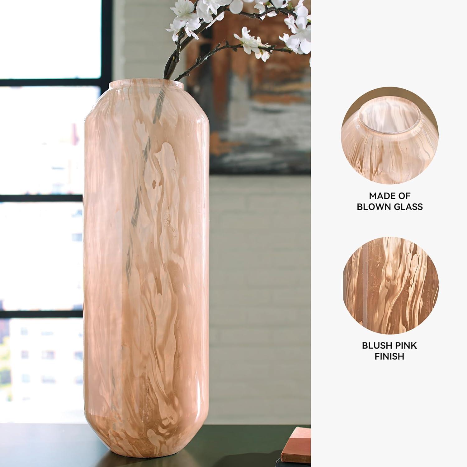 imageSignature Design by Ashley Dushby Art Deco Indoor Abstract Patterned Glass Vase PinkLarge