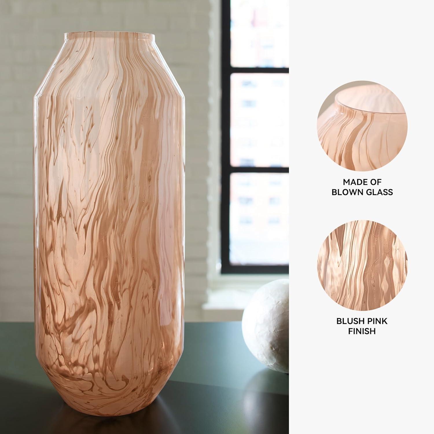 imageSignature Design by Ashley Dushby Art Deco Indoor Abstract Patterned Glass Vase PinkMedium