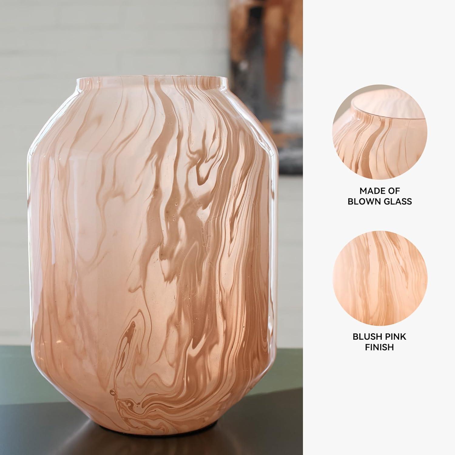 imageSignature Design by Ashley Dushby Art Deco Indoor Abstract Patterned Glass Vase PinkSmall